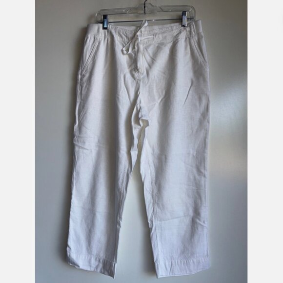 J.JILL Crop Linen Rayon Pants Size 10 White - Picture 1 of 13